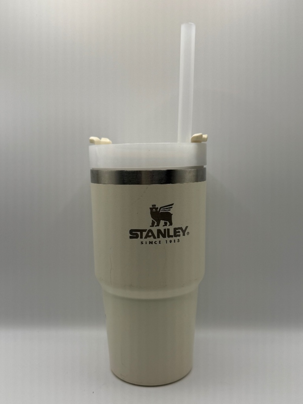 Stanley 20oz Cream Insulated Travel Tumbler w/ Lid & Brand New Straw 20-01583